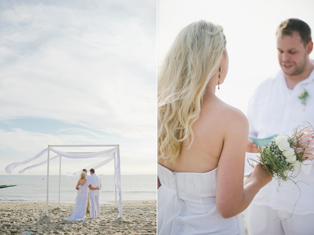 Photo Brautpaar unter Baldachin am Strand